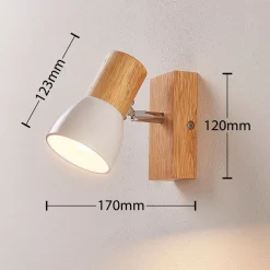 Lindby vægspot Thorin, 14 cm høj, hvid, træ, E14