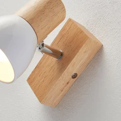 Lindby vægspot Thorin, 14 cm høj, hvid, træ, E14