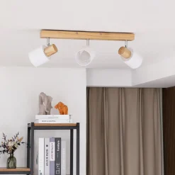 Lindby Wanessa loftspot, 47 cm, 3 lyskilder, hvid, træ, E14