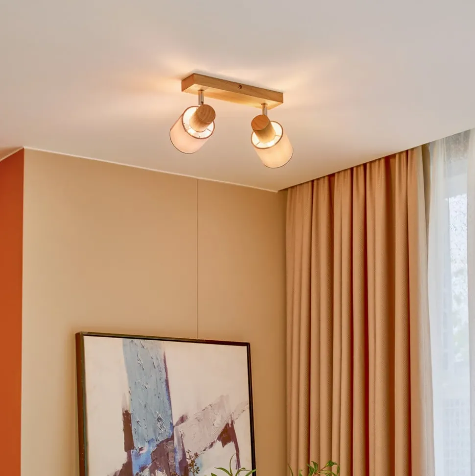 Lindby Wanessa loftspot, 39 cm, 2 lyskilder, træ, hvid, E14