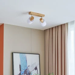 Lindby Wanessa loftspot, 39 cm, 2 lyskilder, træ, hvid, E14