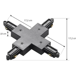 Lindby X-connector Linaro, sort, 1-faset system