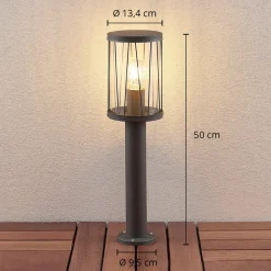 Lindby Yonan sokkellampe, rund, mørkegrå, E27