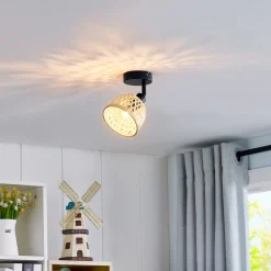 Lindby Youstin loftspot, Ø 12,5 cm, bambus, E14