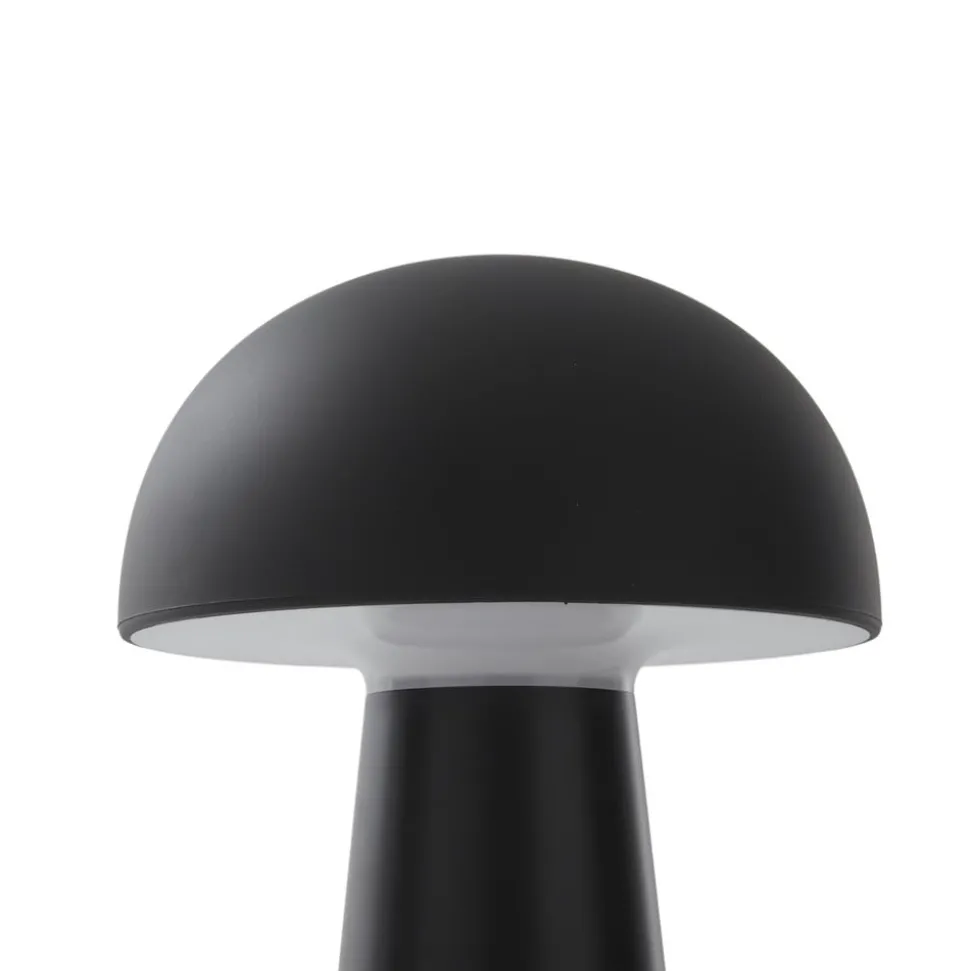 Lindby Zyre LED genopladelig bordlampe, sort, IP44, touchdæmper