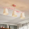 Loftlampe Alice, pink, tre hvide stofskærme