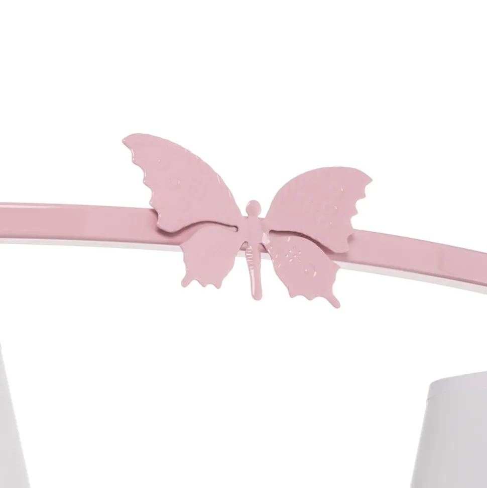 Loftlampe Alice, pink, tre hvide stofskærme
