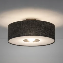 Loftlampe Amarela M, sort melange, tekstil, E27