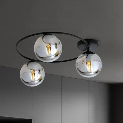 Loftlampe Ascella, 3 lyskilder, sort/grafit