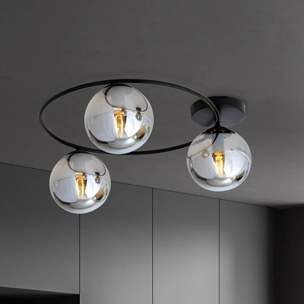 Loftlampe Ascella, 3 lyskilder, sort/grafit