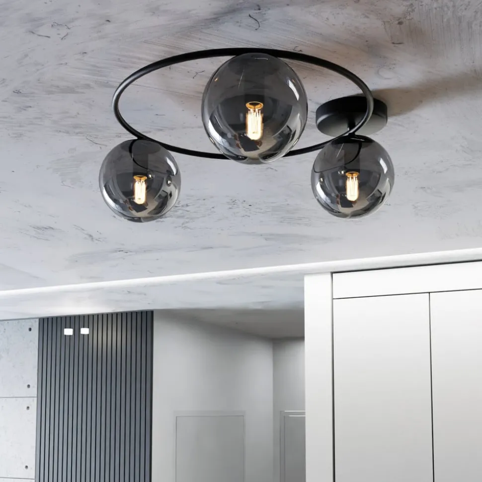 Loftlampe Ascella, 3 lyskilder, sort/grafit