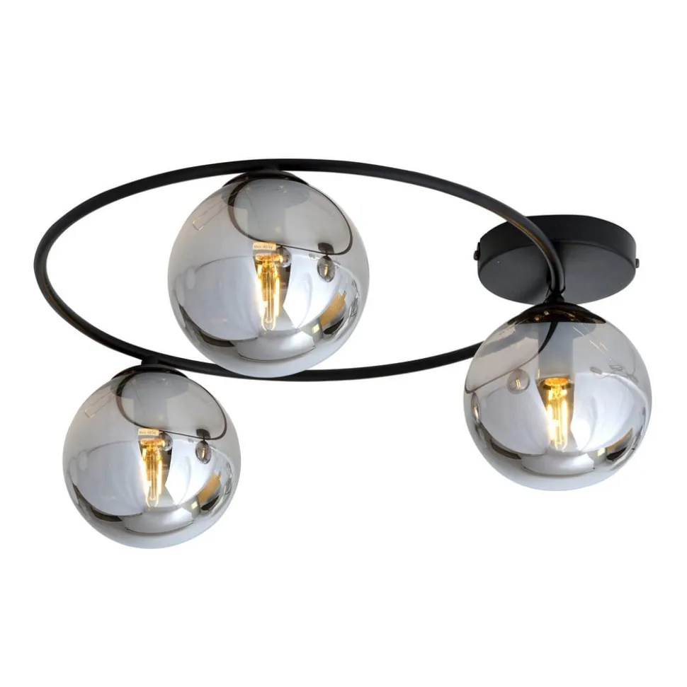 Loftlampe Ascella, 3 lyskilder, sort/grafit