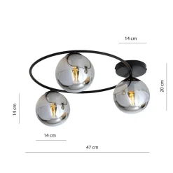 Loftlampe Ascella, 3 lyskilder, sort/grafit