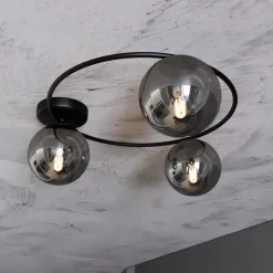 Loftlampe Ascella, 3 lyskilder, sort/grafit