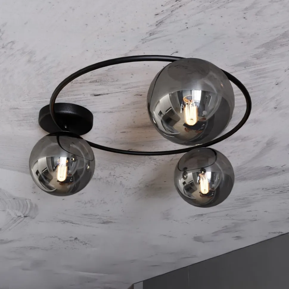 Loftlampe Ascella, 3 lyskilder, sort/grafit