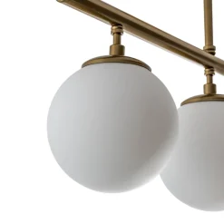 Loftlampe Atmaca, 3 lyskilder, antik guld, glas, 60 cm