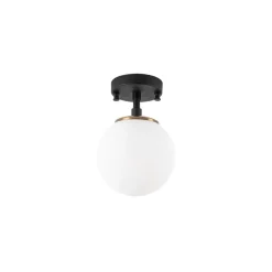 Loftlampe Atmaca, 1 lyskilde, sort, glas, Ø 15 cm