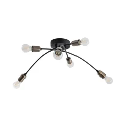 Loftlampe Banana, sort, metal, 67 cm, 6 lyskilder, E27
