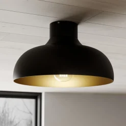 Loftlampe Basca, udvendig sort, indvendig guld