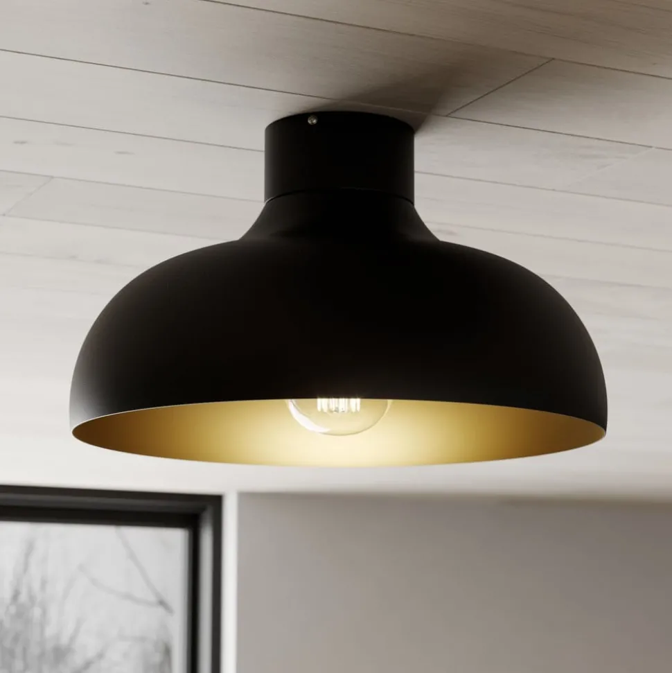 Loftlampe Basca, udvendig sort, indvendig guld