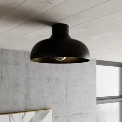 Loftlampe Basca, udvendig sort, indvendig guld
