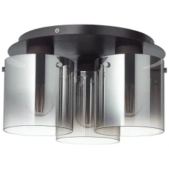 Loftlampe Beth med røgglas, 3 lyskilder
