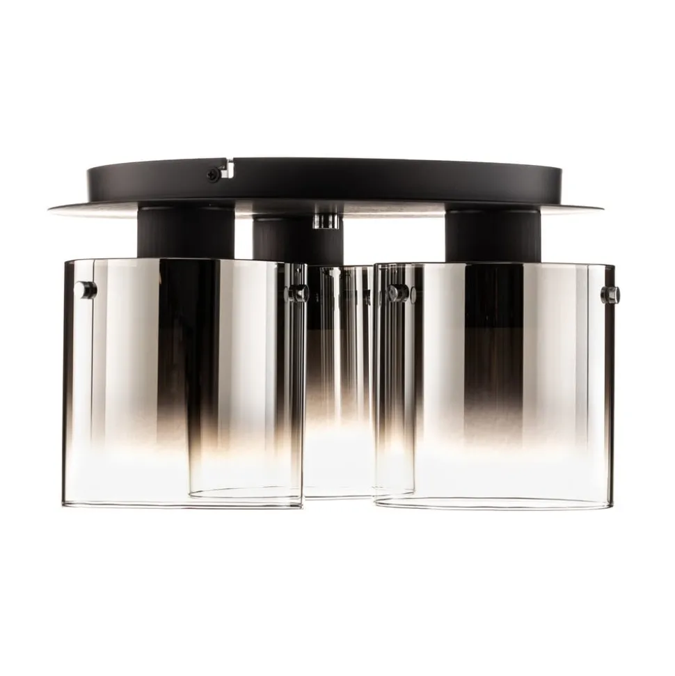 Loftlampe Beth med røgglas, 3 lyskilder