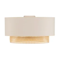 Loftlampe Boho, Ø 45 cm, creme-hvid/rattan