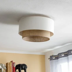 Loftlampe Boho, Ø 45 cm ecru/jute
