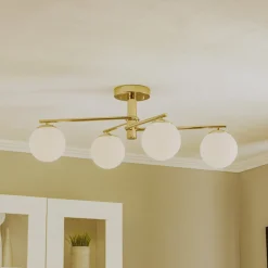 Loftlampe Bumerang, guld, 4 lyskilder