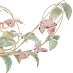 Loftlampe BUTTERFLY, creme/grøn/rosa, stål, 5 lyskilder