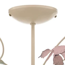 Loftlampe BUTTERFLY, creme/grøn/rosa, stål, 5 lyskilder