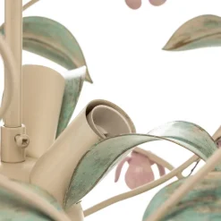 Loftlampe BUTTERFLY, creme/grøn/rosa, stål, 3 lyskilder