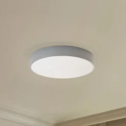 Loftlampe Cleo, Ø 50 cm, IP54, grå, metal, E27