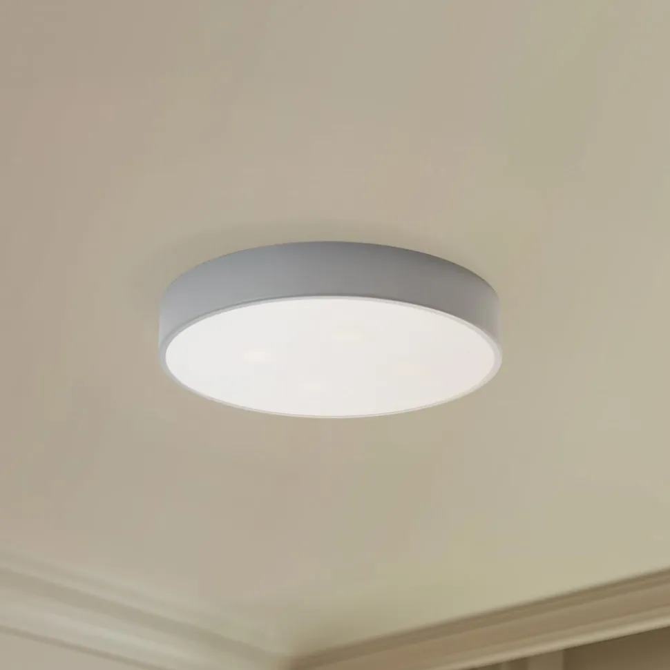 Loftlampe Cleo, Ø 50 cm, IP54, grå, metal, E27