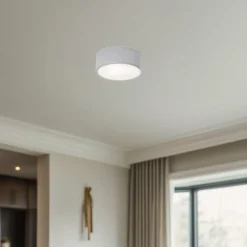 Loftlampe Cleo, Ø 20 cm, IP54, grå, metal, E27