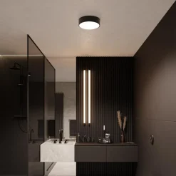 Loftlampe Cleo, Ø 50 cm, IP54, sort, metal, E27