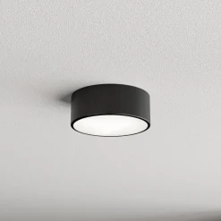 Loftlampe Cleo, Ø 20 cm, IP54, sort, metal, E27