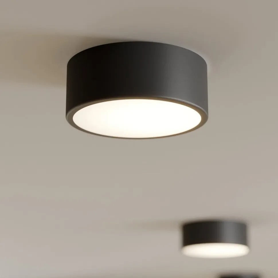 Loftlampe Cleo, Ø 20 cm, IP20, sort, metal, E27