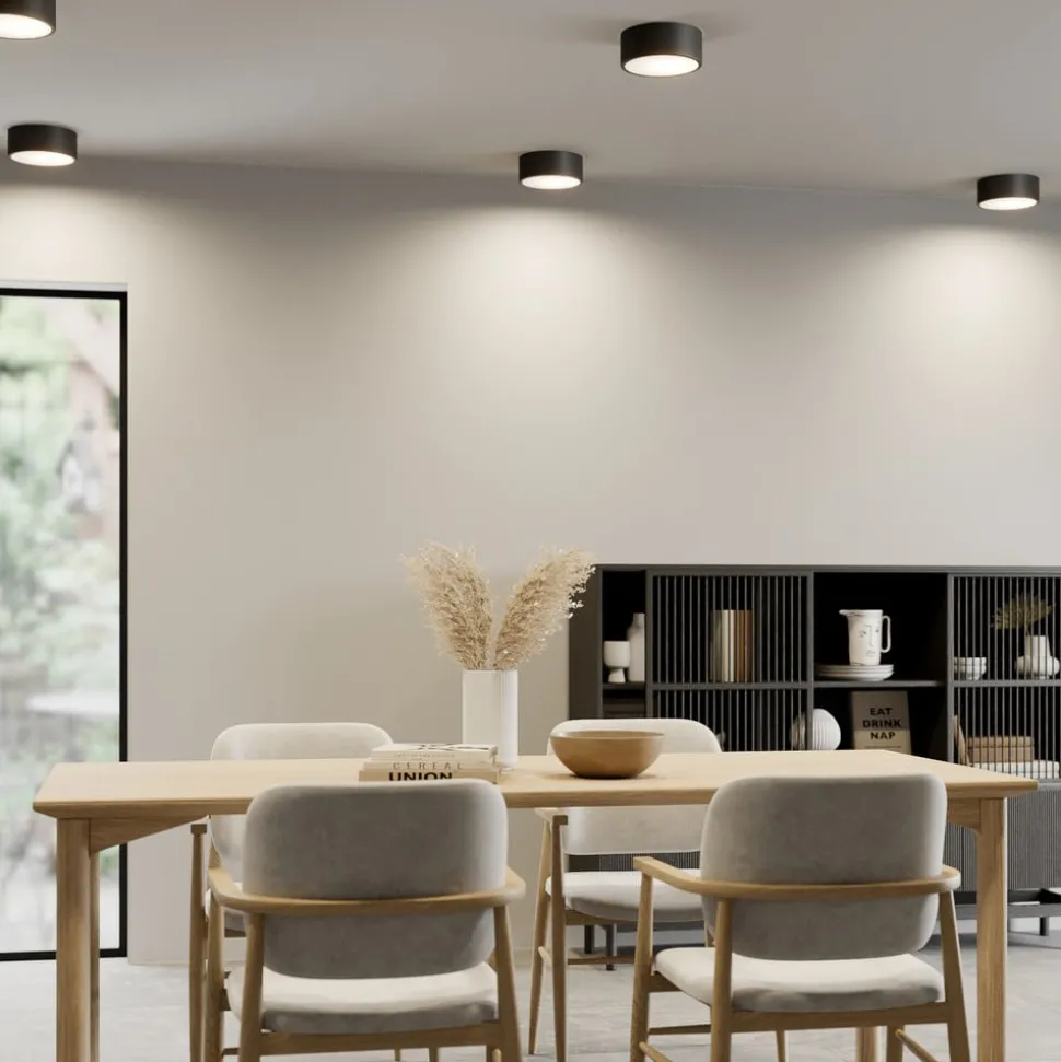 Loftlampe Cleo, Ø 20 cm, IP20, sort, metal, E27