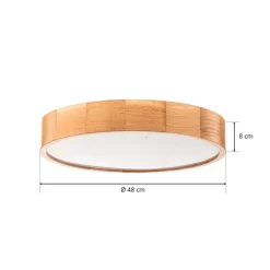Loftlampe Cleo DR475, IP20, sensor, Ø 48 cm, egetræ