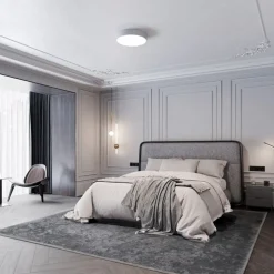 Loftlampe Cleo 500, grå, sensor, IP54, Ø 50 cm, metal
