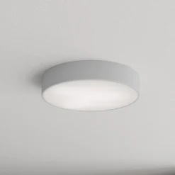 Loftlampe Cleo 400, grå, sensor, IP54, Ø 40 cm, metal