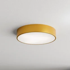 Loftlampe Cleo 400, guld, sensor, IP54, Ø 40 cm, metal