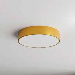 Loftlampe Cleo 400, guld, sensor, IP54, Ø 40 cm, metal