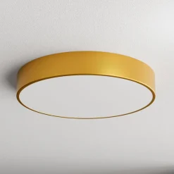 Loftlampe Cleo 500, guld, sensor, IP54, Ø 50 cm, metal
