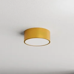 Loftlampe Cleo 200, guld, sensor, IP54, Ø 20 cm, metal