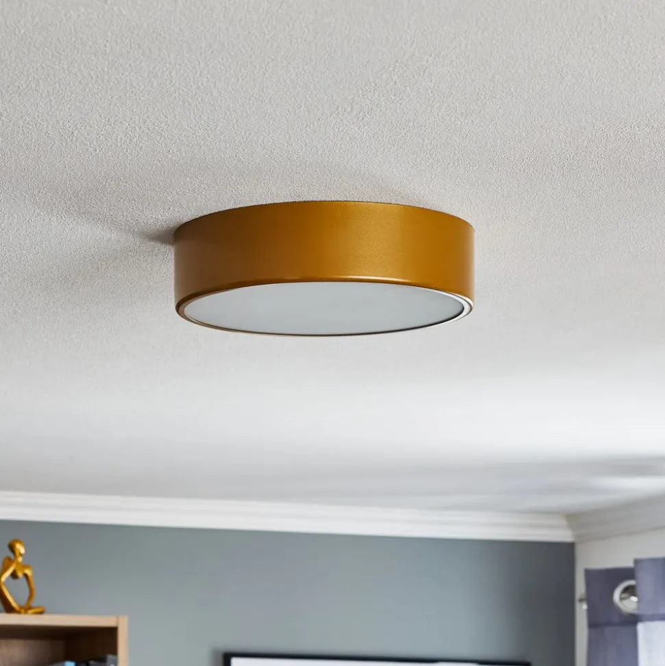 Loftlampe Cleo 300, guld, sensor, IP20, Ø 30 cm, metal