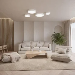Loftlampe Cleo 500, hvid, sensor, IP54, Ø 50 cm, metal