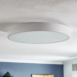Loftlampe Cleo 600, hvid, sensor, IP20, Ø 60 cm, metal